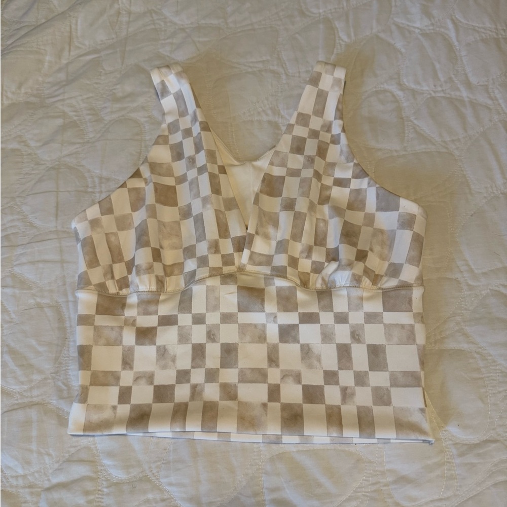 Z Supply Beige and White Checkered Top